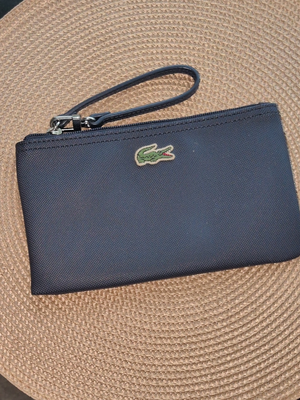 Navy Lacoste Leather Wristlet